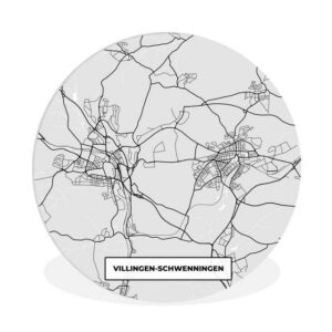 MuchoWow Gemälde "Stadtplan - Deutschland - Karte - Villingen-Schwenningen", (1 St), Rundes wandbild für Wohnzimmer, Wandkreis, Wandschmuck, 90x90 cm