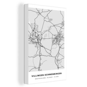 OneMillionCanvasses® Leinwandbild "Deutschland - Stadtplan - Karte - Villingen-Schwenningen", (1 St), Leinwandbild geeignet für alle Wohnbereiche, Gemälde, XXL, großes