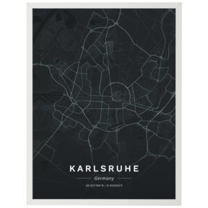 Poster Straßen Karte Karlsruhe, Deutschland , Schwarz M0144 - Ohne Rahmen - 100x70cm von wandmotiv24